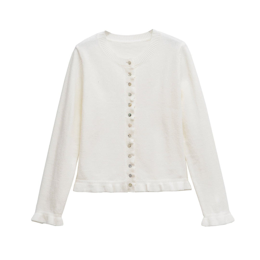 KIANA™ - Cozy Button-Up Cardigan with Lettuce Trim for Cold Weather