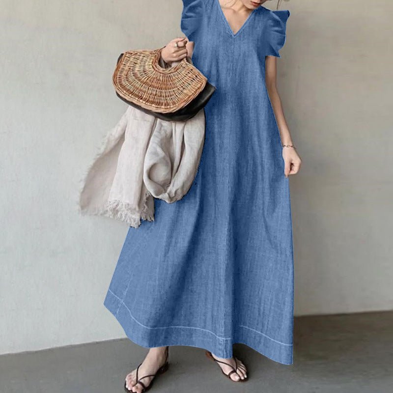 ALMA™ – Loose Fit Summer Sleeveless Ruffled Maxi Dress - Beaumonts Closet Toronto