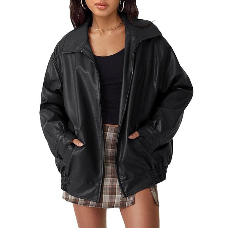 ANNETTE™ – Modern Oversized Vintage Inspired Biker Jacket - Beaumonts Closet Toronto