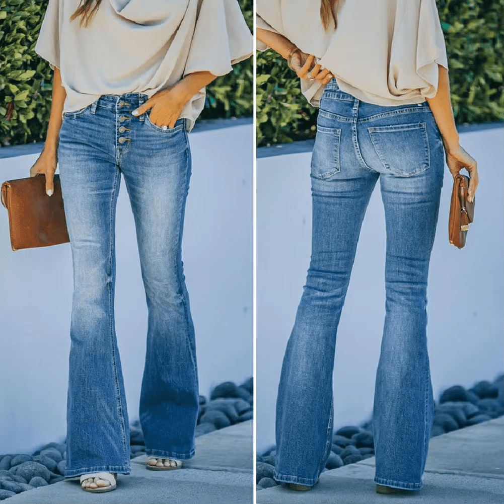 AVELINE™ - Comfortable High Waist Vintage Flared Jeans - Beaumonts Closet Toronto