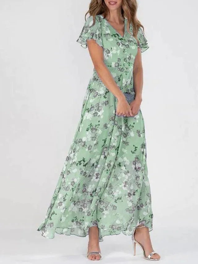 BRENDA™ – Flowing Floral Maxi Dress - Beaumonts Closet Toronto
