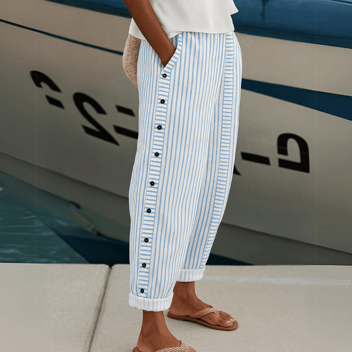 Caitlin | Slim Stripe Pants - Beaumonts Closet Toronto