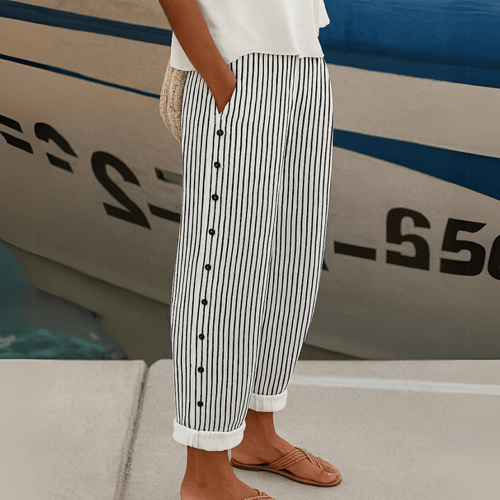 Caitlin | Slim Stripe Pants - Beaumonts Closet Toronto