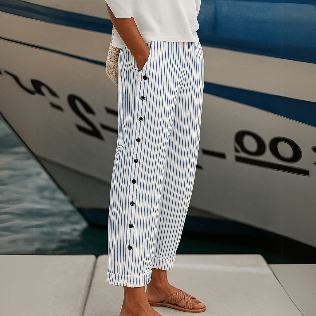 Caitlin | Slim Stripe Pants - Beaumonts Closet Toronto