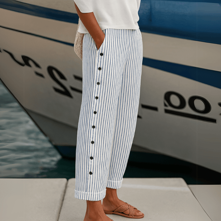 Caitlin | Slim Stripe Pants - Beaumonts Closet Toronto