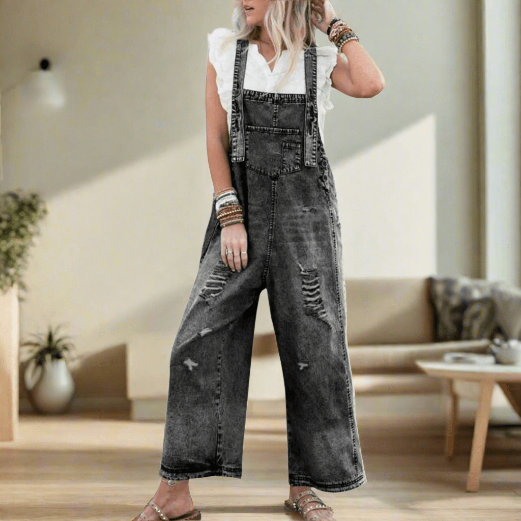 CARMELITA™ – Vintage Wash Adjustable Jumpsuit - Beaumonts Closet Toronto