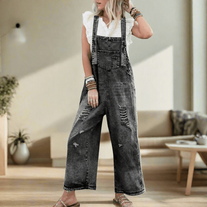 CARMELITA™ – Vintage Wash Adjustable Jumpsuit - Beaumonts Closet Toronto
