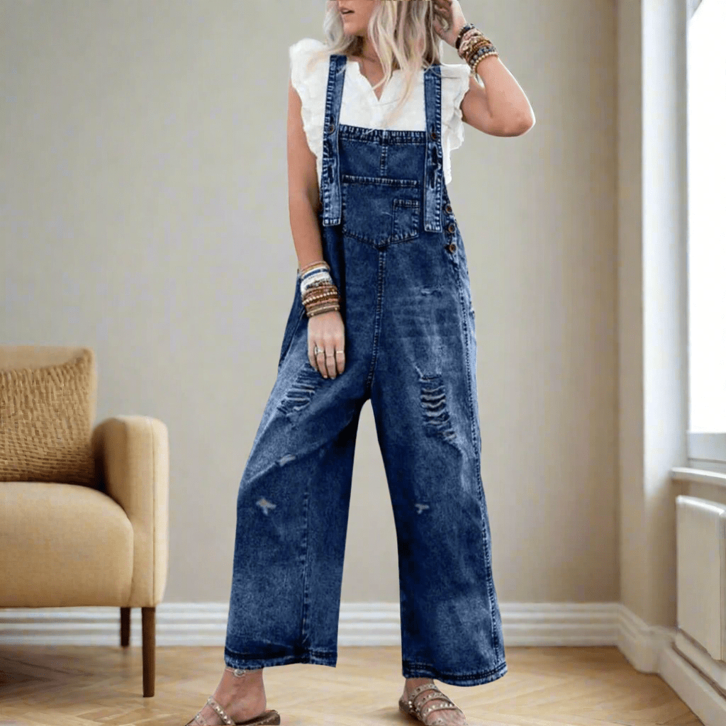 CARMELITA™ – Vintage Wash Adjustable Jumpsuit - Beaumonts Closet Toronto