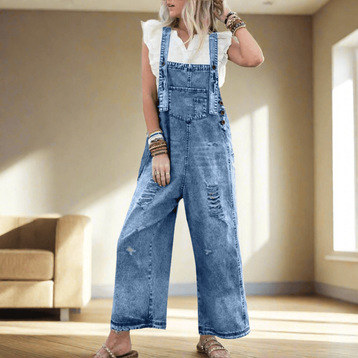 CARMELITA™ – Vintage Wash Adjustable Jumpsuit - Beaumonts Closet Toronto