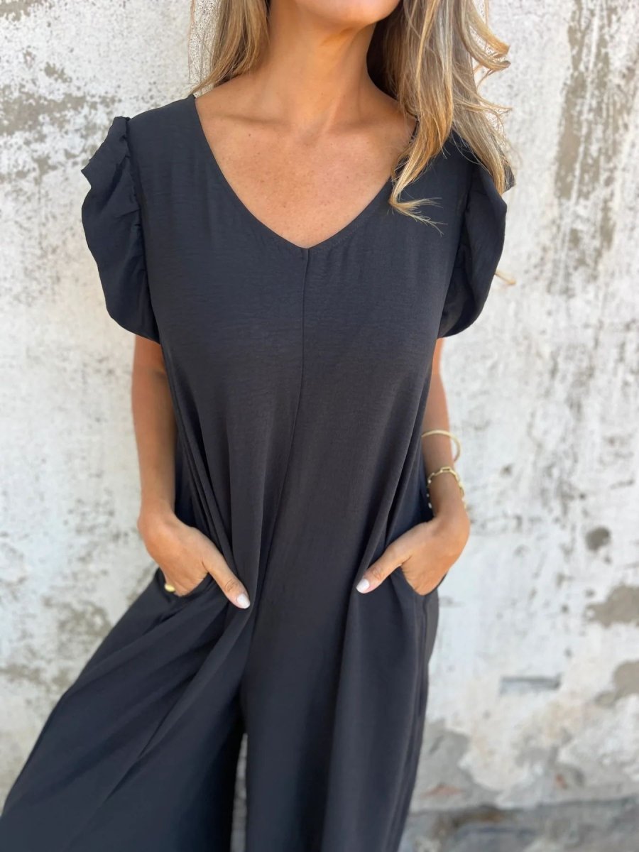 CASSANDRA™ - Trendy V - Neck Jumpsuit - Beaumonts Closet Toronto