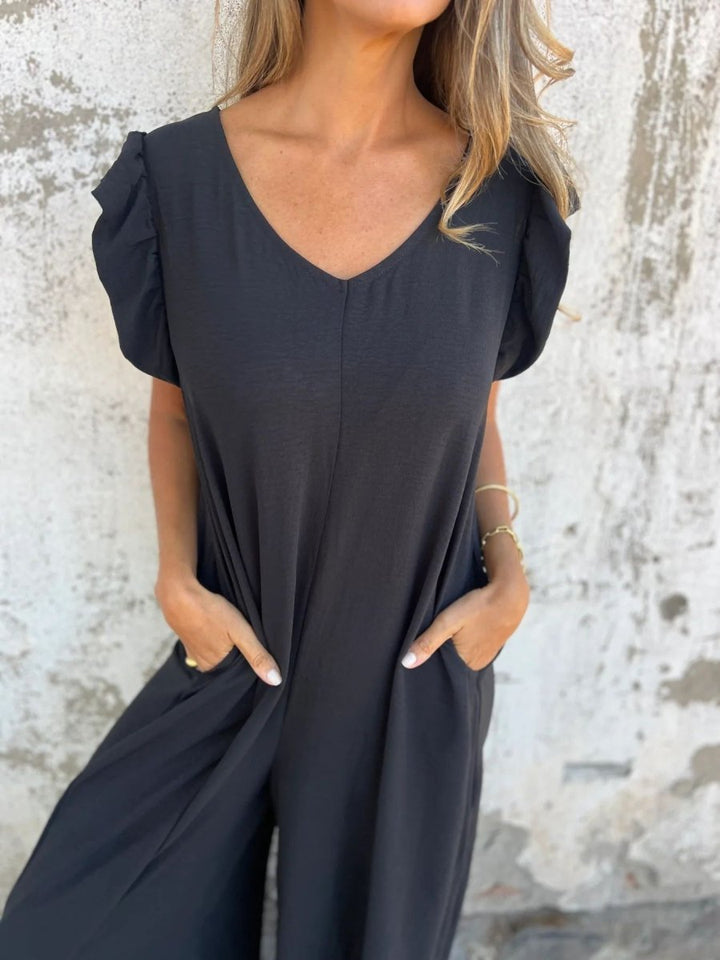 CASSANDRA™ - Trendy V - Neck Jumpsuit - Beaumonts Closet Toronto