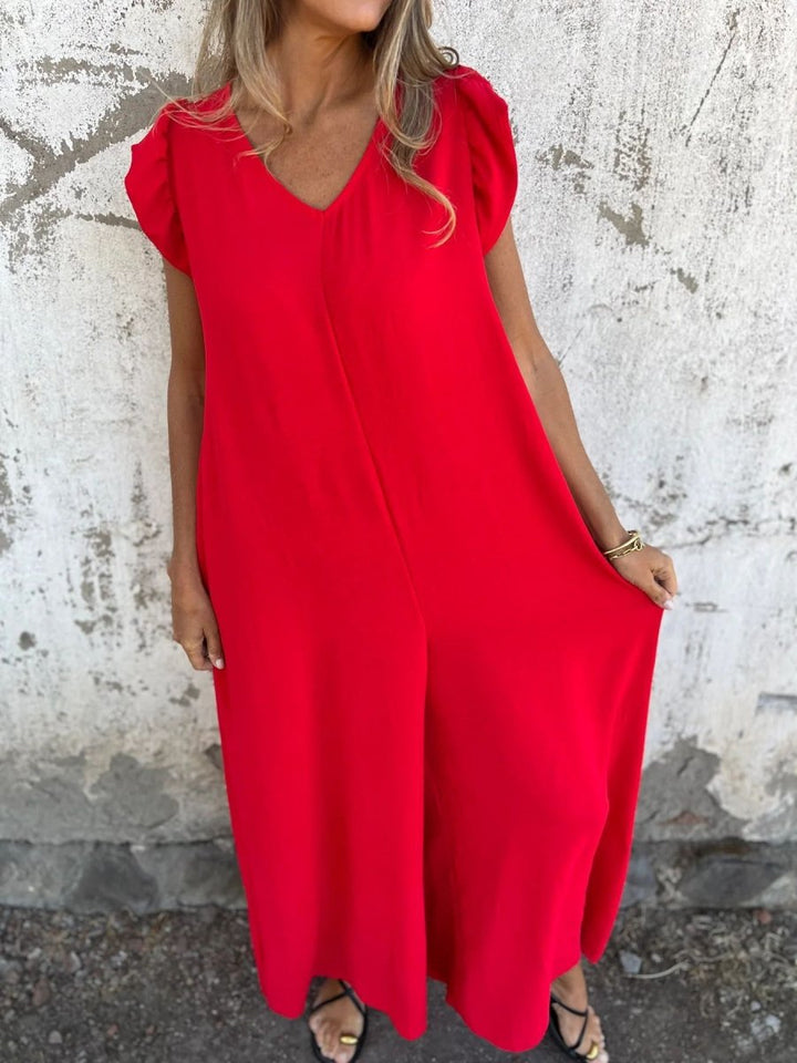CASSANDRA™ - Trendy V - Neck Jumpsuit - Beaumonts Closet Toronto