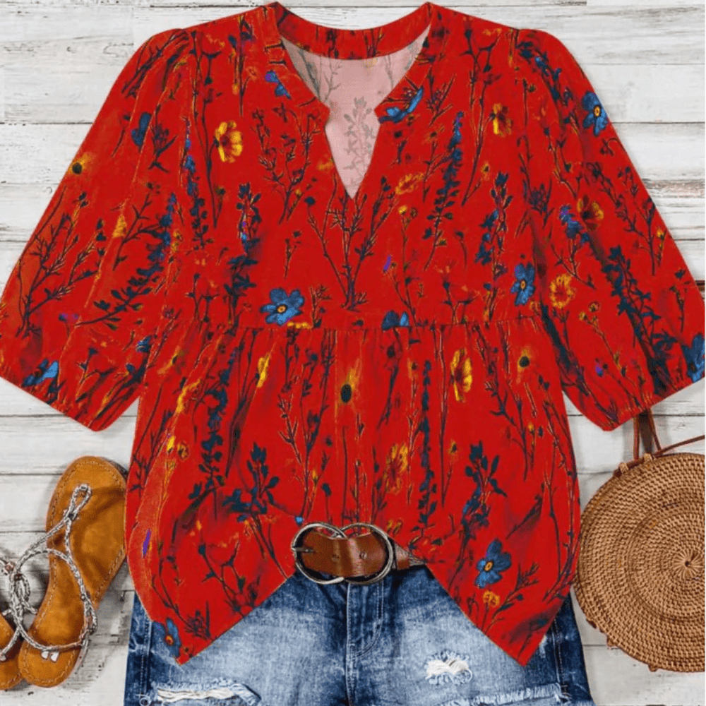 CATALEYA™ - Vintage Floral Bishop Sleeve Top - Beaumonts Closet Toronto