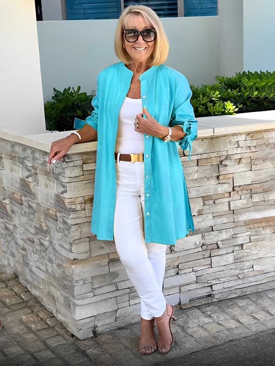 CÉLINA™ - Classy Long Shirt Jacket - Beaumonts Closet Toronto