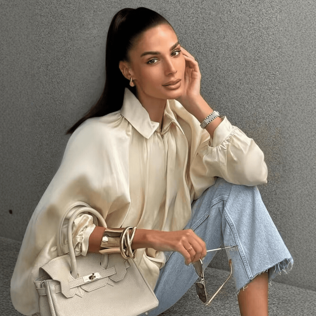 CHARLIZE™ - Vintage Oversized Puffed Batwing Sleeve Bomber Jacket - Beaumonts Closet Toronto