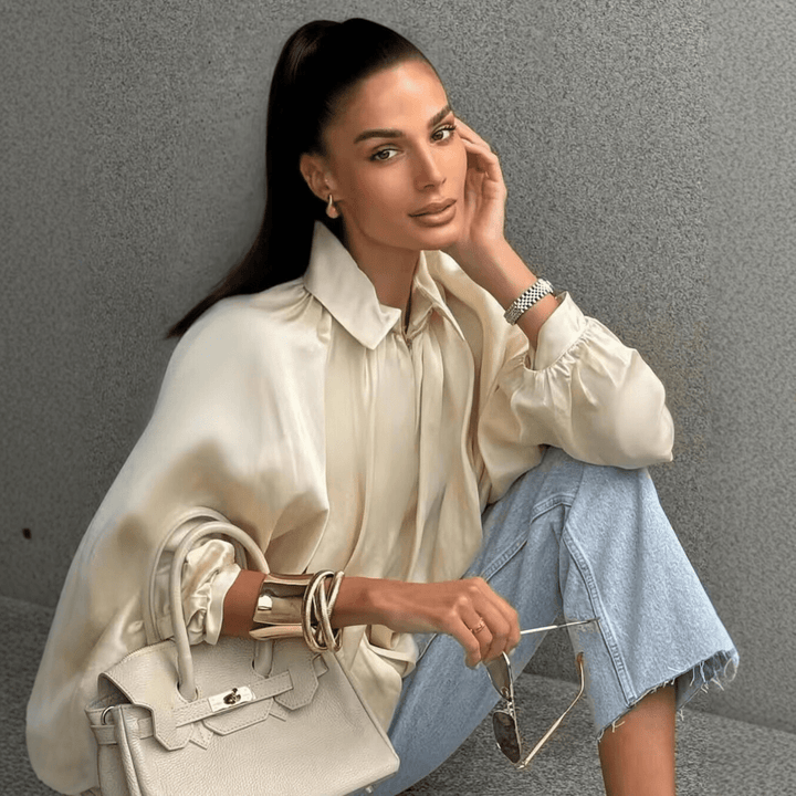 CHARLIZE™ - Vintage Oversized Puffed Batwing Sleeve Bomber Jacket - Beaumonts Closet Toronto