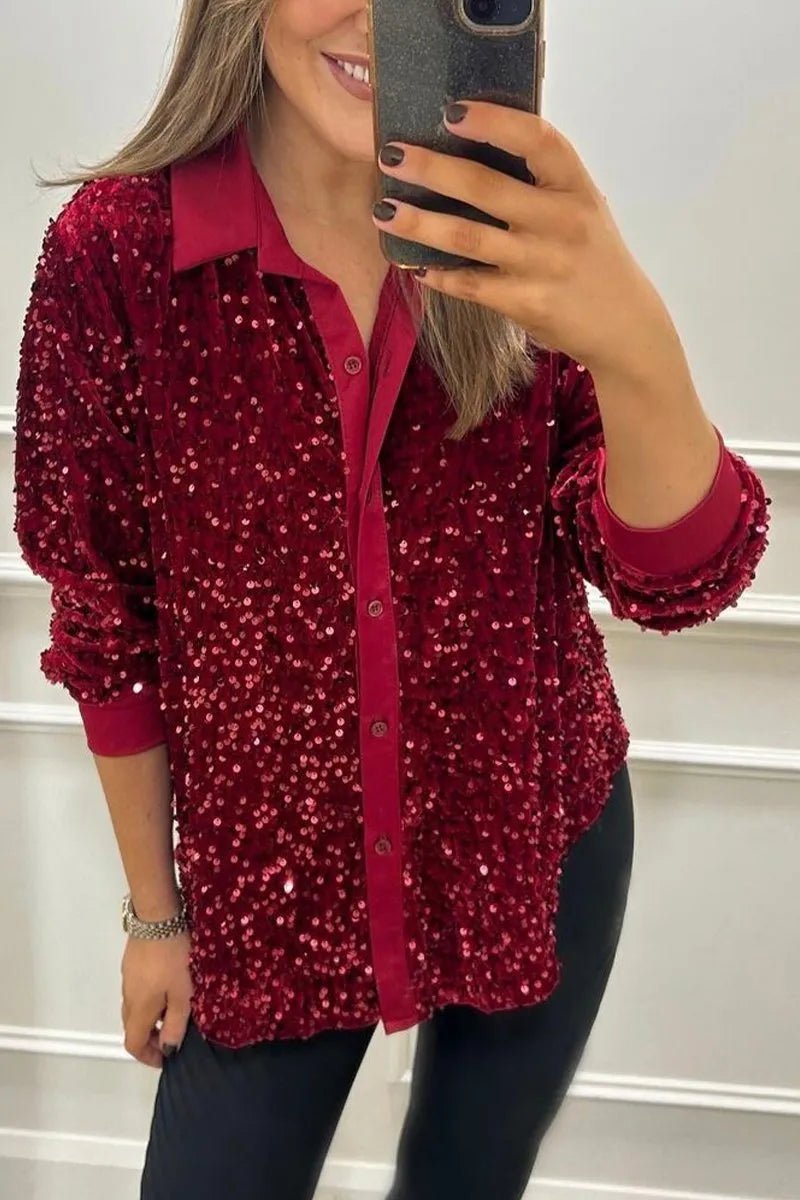 CIARA™ - Shimmer Sequin Shirt - Beaumonts Closet Toronto