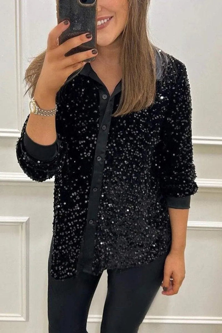 CIARA™ - Shimmer Sequin Shirt - Beaumonts Closet Toronto