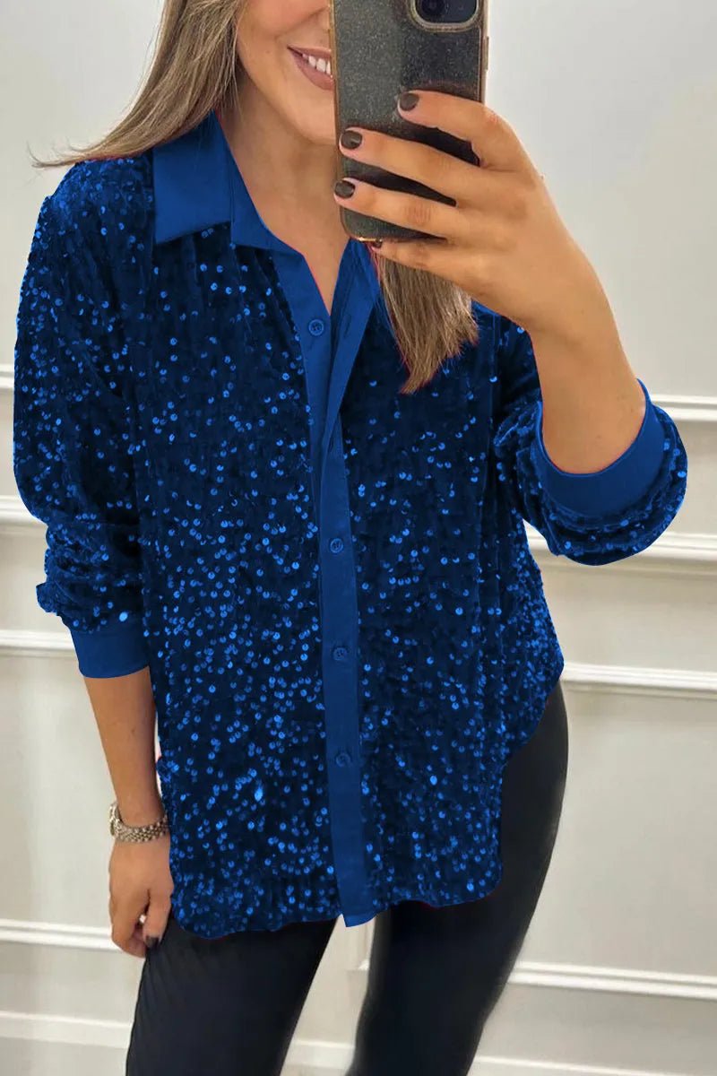 CIARA™ - Shimmer Sequin Shirt - Beaumonts Closet Toronto