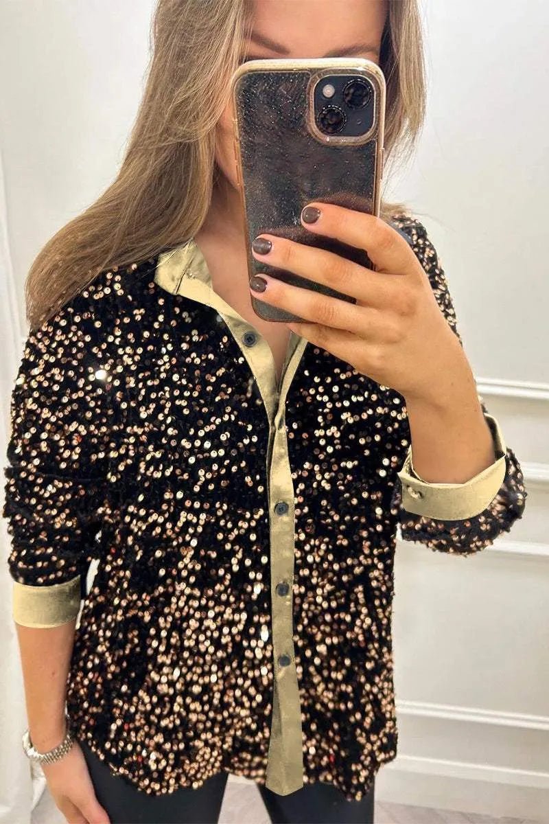 CIARA™ - Shimmer Sequin Shirt - Beaumonts Closet Toronto