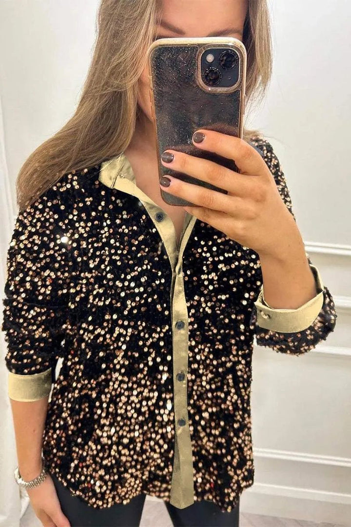 CIARA™ - Shimmer Sequin Shirt - Beaumonts Closet Toronto