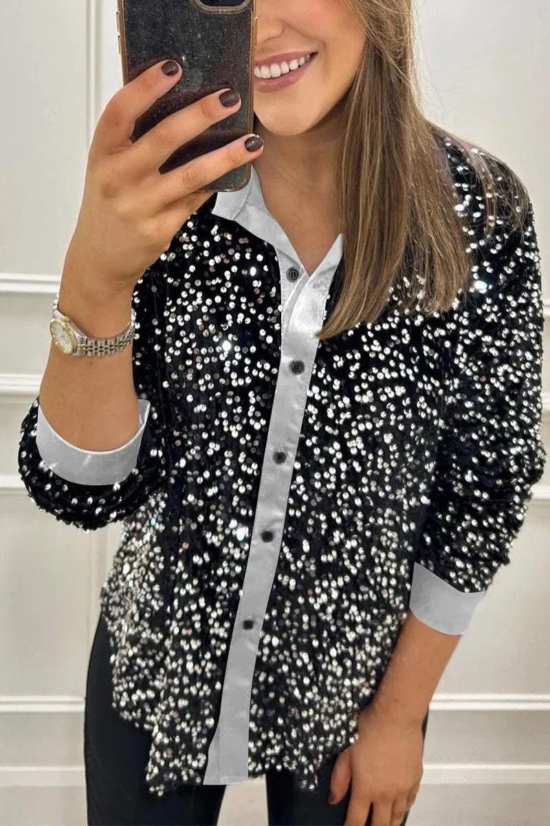 CIARA™ - Shimmer Sequin Shirt - Beaumonts Closet Toronto
