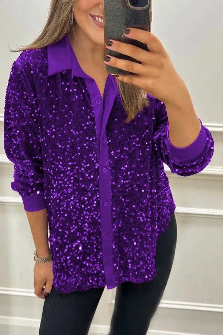 CIARA™ - Shimmer Sequin Shirt - Beaumonts Closet Toronto