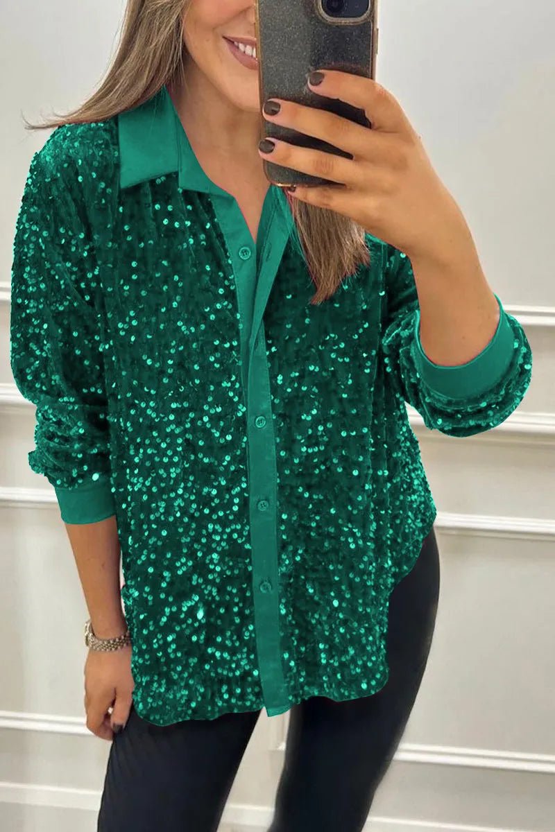 CIARA™ - Shimmer Sequin Shirt - Beaumonts Closet Toronto