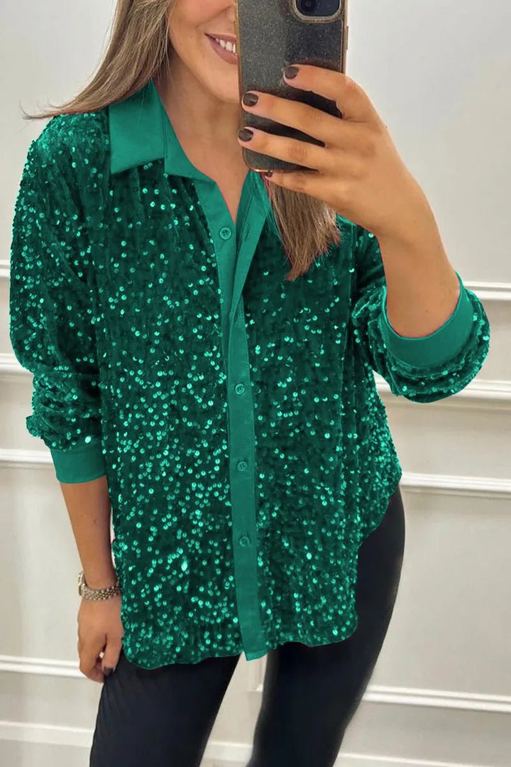 CIARA™ - Shimmer Sequin Shirt - Beaumonts Closet Toronto