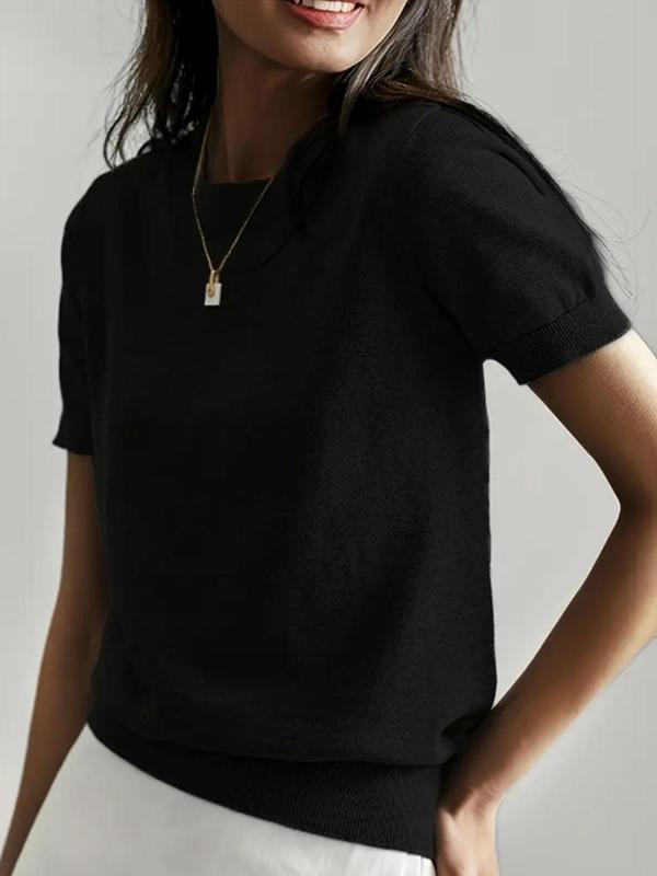 CIELA™ – Lightweight Short Sleeve Crewneck Pullover Top - Beaumonts Closet Toronto