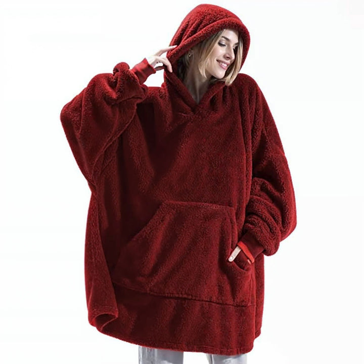 COZYCLOUD™ - Fleece-Lined Oversized Hoodie Beaumonts Closet Toronto Burgundy One size fits all 