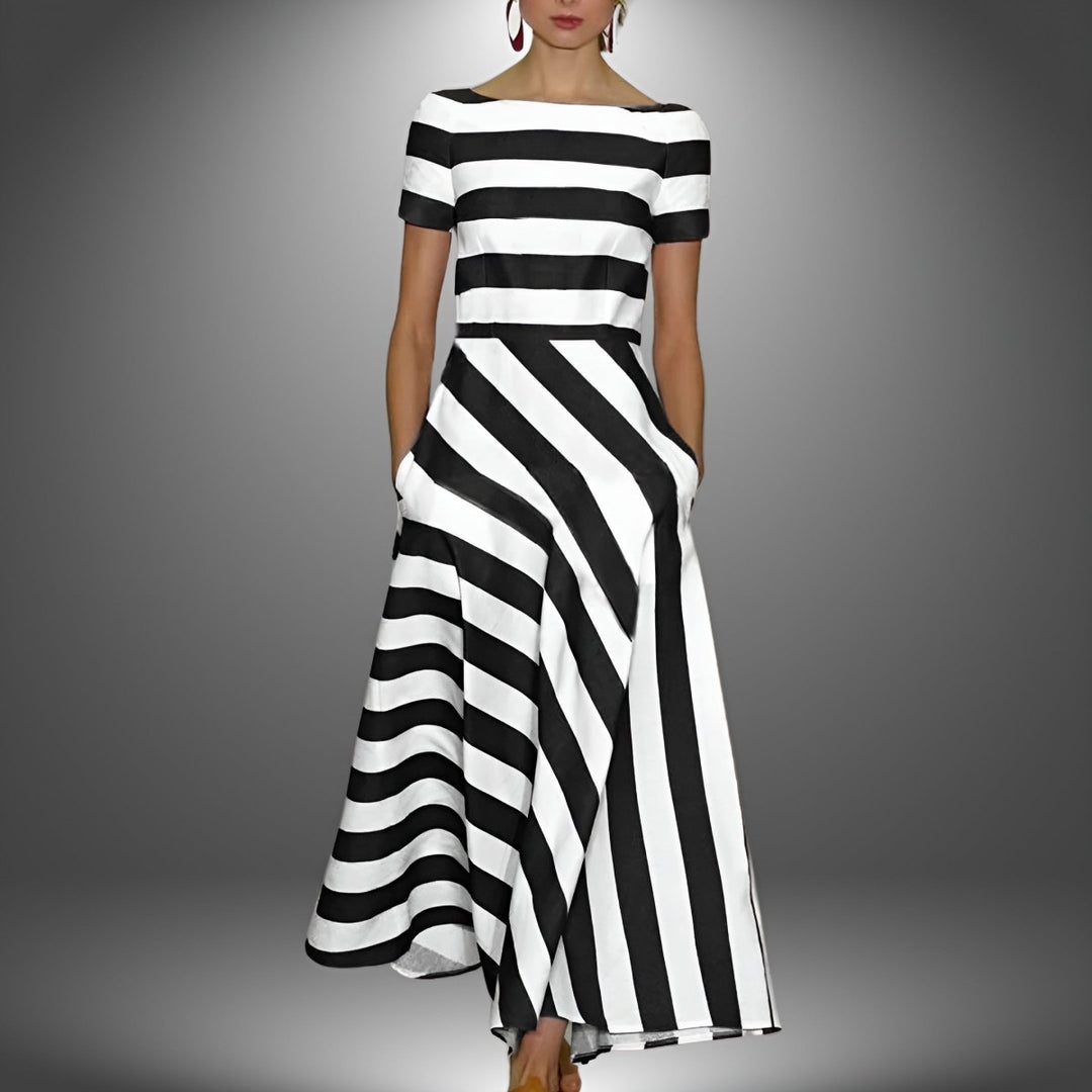 DIANE™ – Effortless Modern Stripe Dress - Beaumonts Closet Toronto