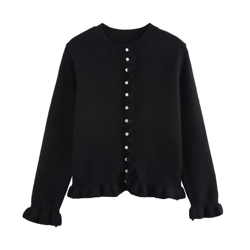 KIANA™ - Cozy Button-Up Cardigan with Lettuce Trim for Cold Weather