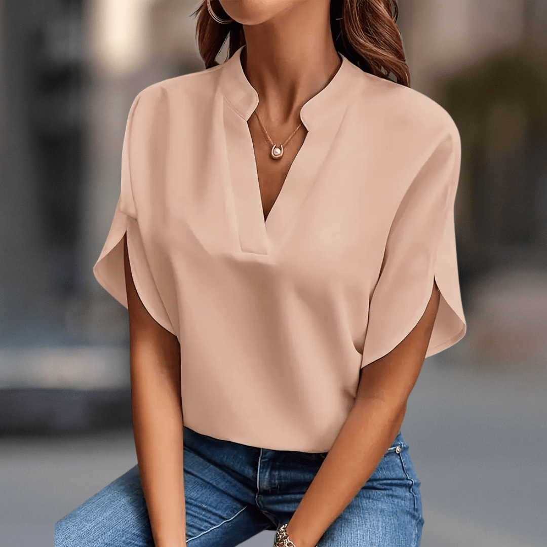 Elara Elegant V - Neck Women's Blouse - Beaumonts Closet Toronto
