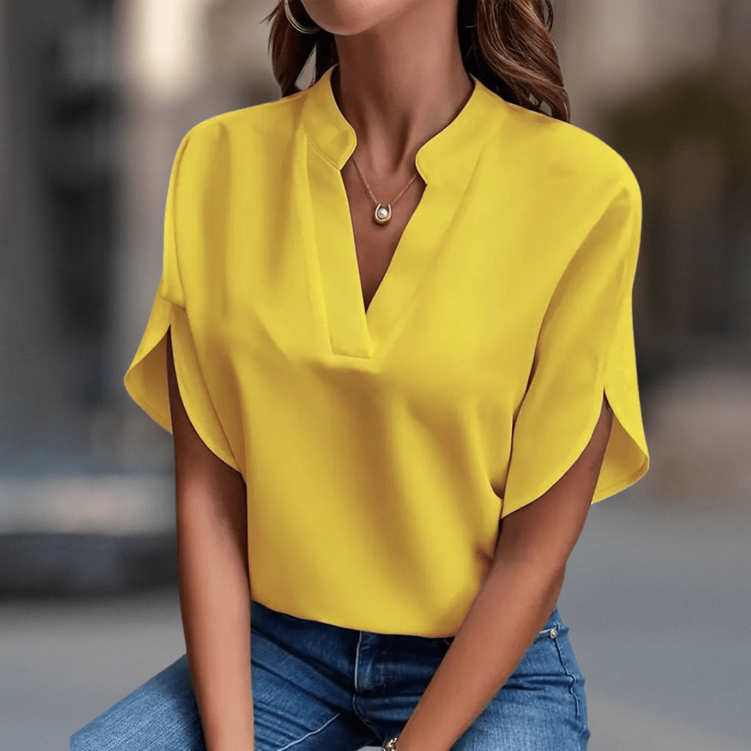Elara Elegant V - Neck Women's Blouse - Beaumonts Closet Toronto