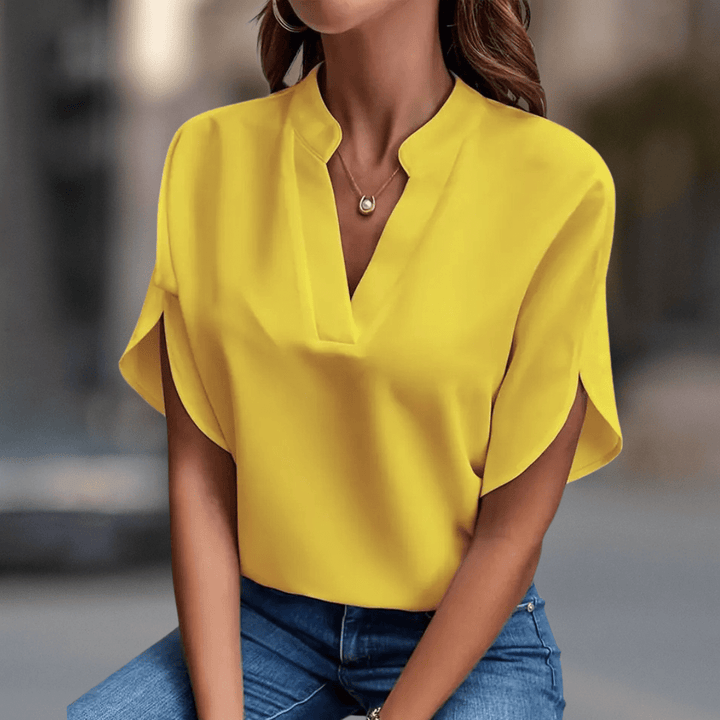 Elara Elegant V - Neck Women's Blouse - Beaumonts Closet Toronto