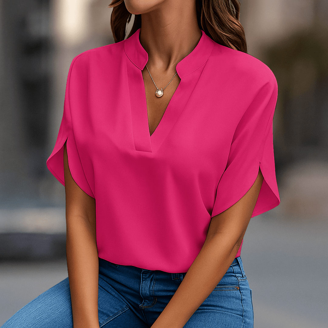 Elara Elegant V - Neck Women's Blouse - Beaumonts Closet Toronto