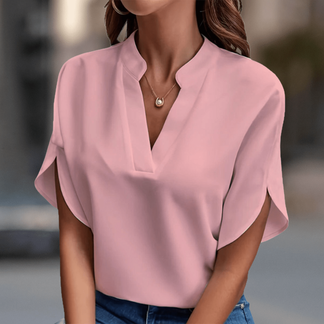 Elara Elegant V - Neck Women's Blouse - Beaumonts Closet Toronto