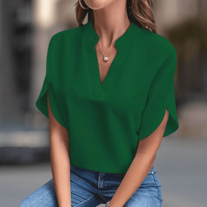 Elara Elegant V - Neck Women's Blouse - Beaumonts Closet Toronto