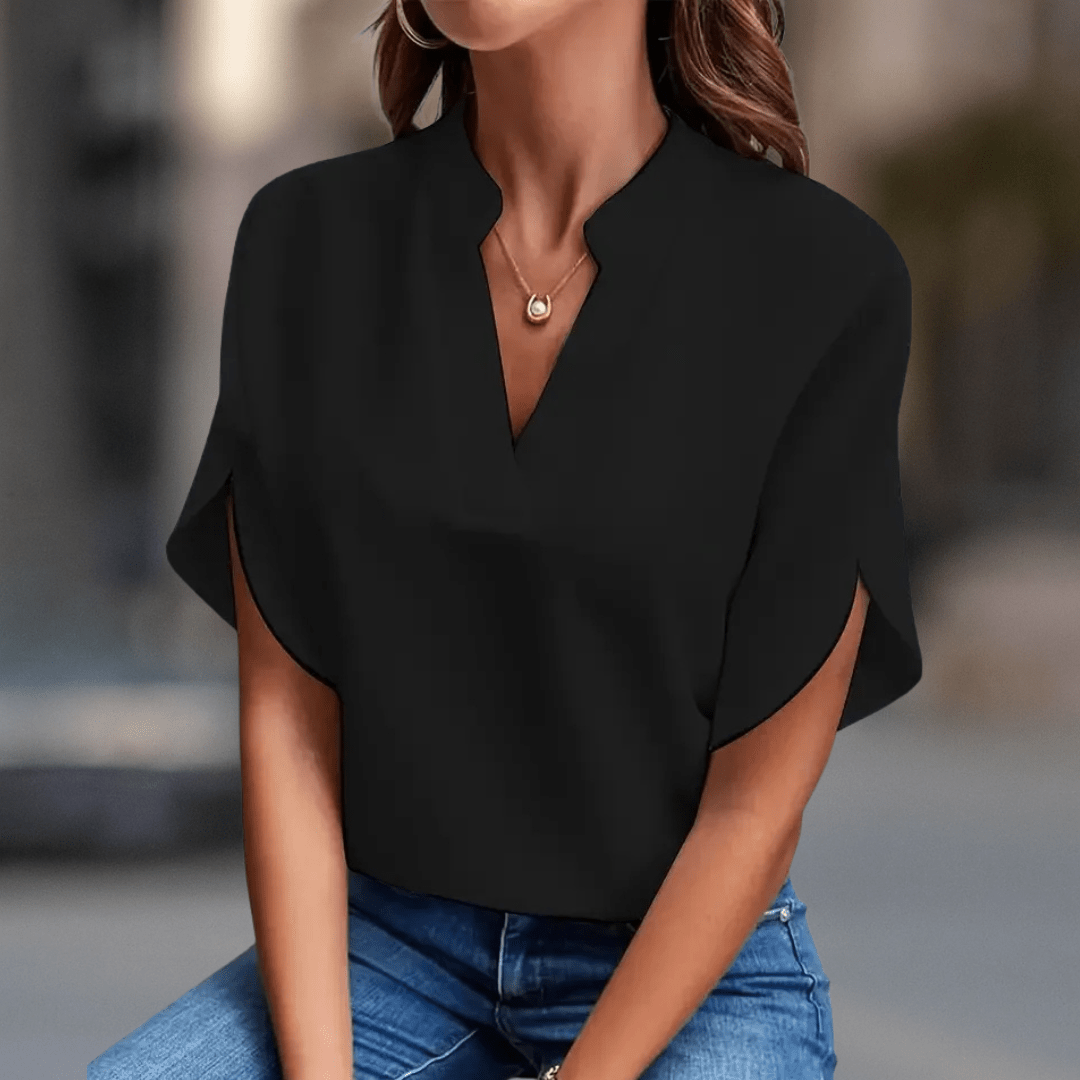 Elara Elegant V - Neck Women's Blouse - Beaumonts Closet Toronto