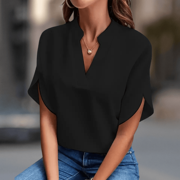 Elara Elegant V - Neck Women's Blouse - Beaumonts Closet Toronto