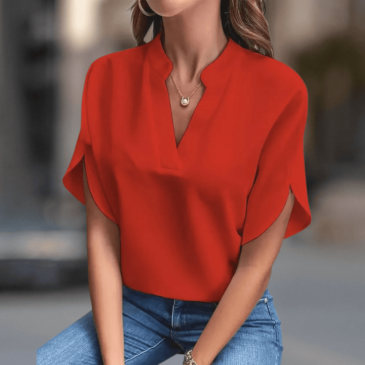 Elara Elegant V - Neck Women's Blouse - Beaumonts Closet Toronto