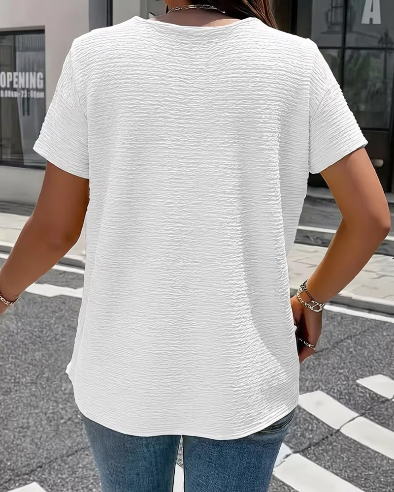 Elena™ | Button Detail Casual Summer Top - Beaumonts Closet Toronto