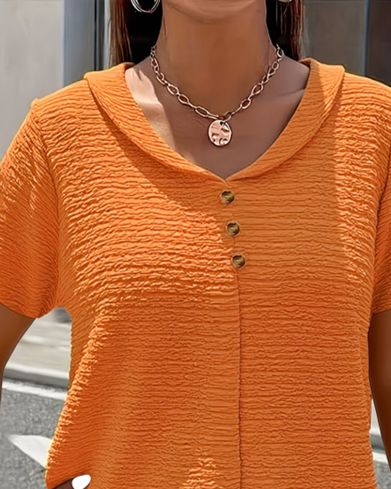 Elena™ | Button Detail Casual Summer Top - Beaumonts Closet Toronto