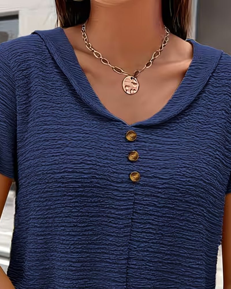 Elena™ | Button Detail Casual Summer Top - Beaumonts Closet Toronto
