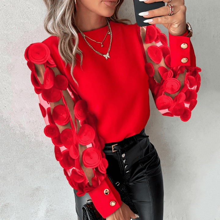 ELISE™ - Glamorous Mesh Sleeve Top - Beaumonts Closet Toronto