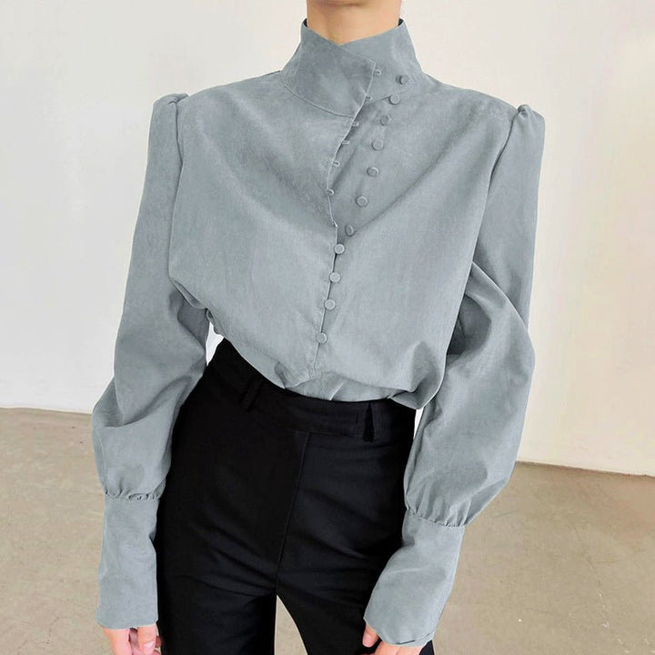 FADI™ - Classy Button Front Long Sleeve Blouse - Beaumonts Closet Toronto