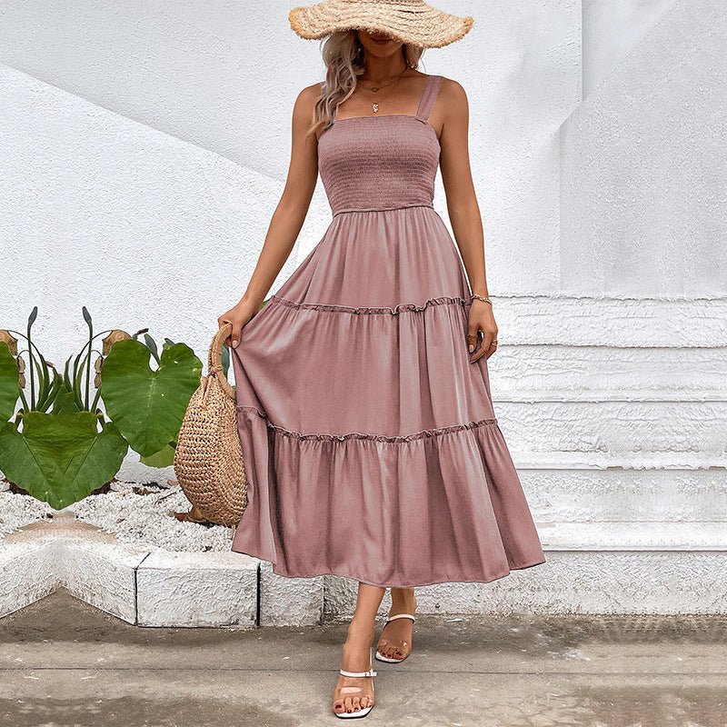 FIORELLE™ – Vintage Frill Hem Shirred Backless Sundress - Beaumonts Closet Toronto