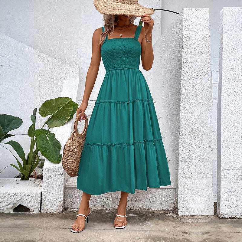 FIORELLE™ – Vintage Frill Hem Shirred Backless Sundress - Beaumonts Closet Toronto
