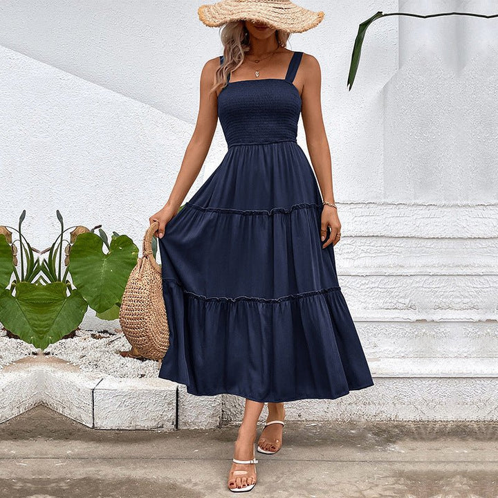 FIORELLE™ – Vintage Frill Hem Shirred Backless Sundress - Beaumonts Closet Toronto